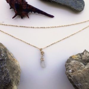 Gold choker with raw moonstone